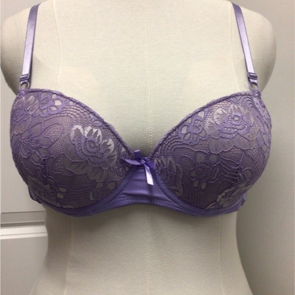Sofra Women’s Lace Front Push Up Padded Bra with Underwire, Lilac, size 40C - Picture 8 of 10